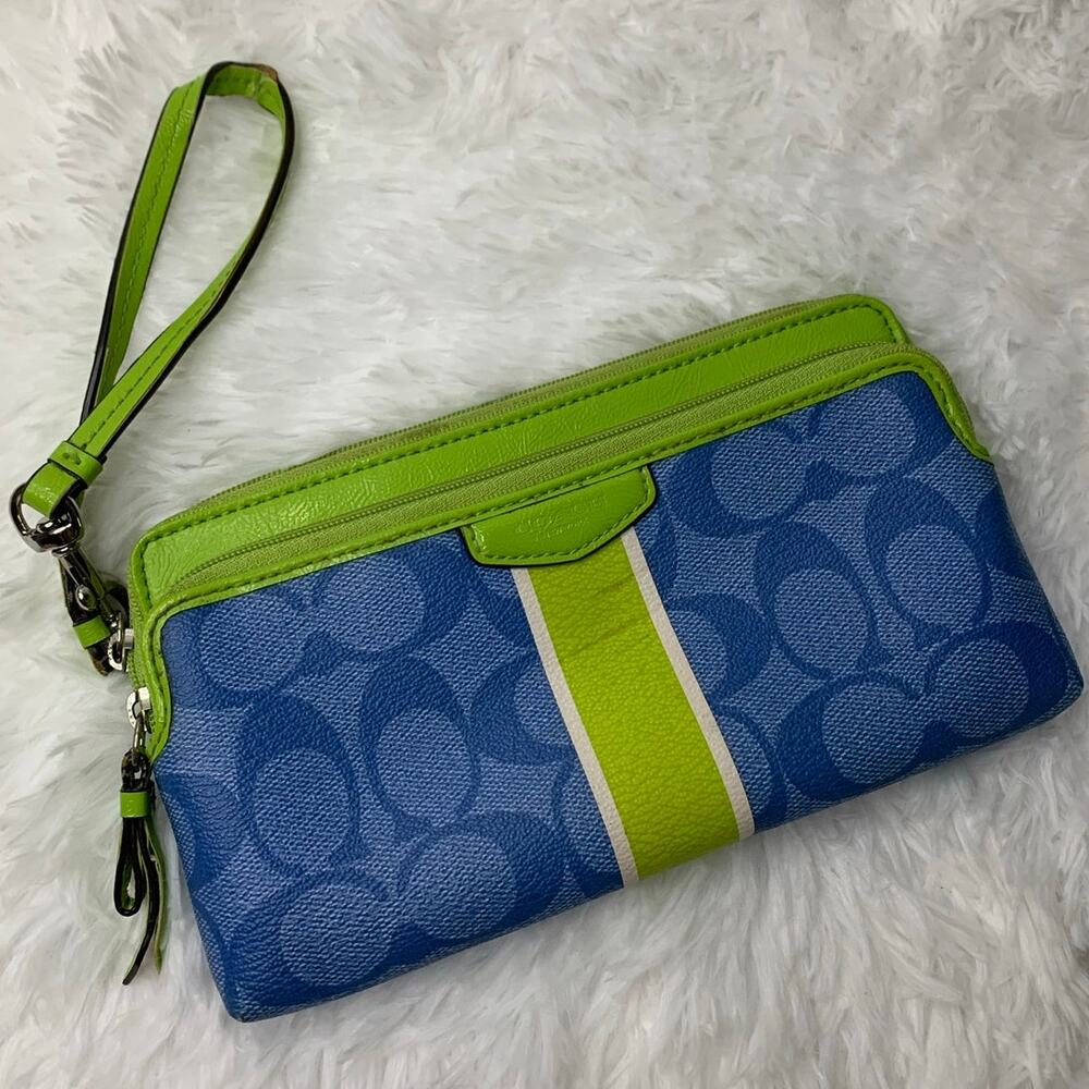 Coach Blue Green Wristlet